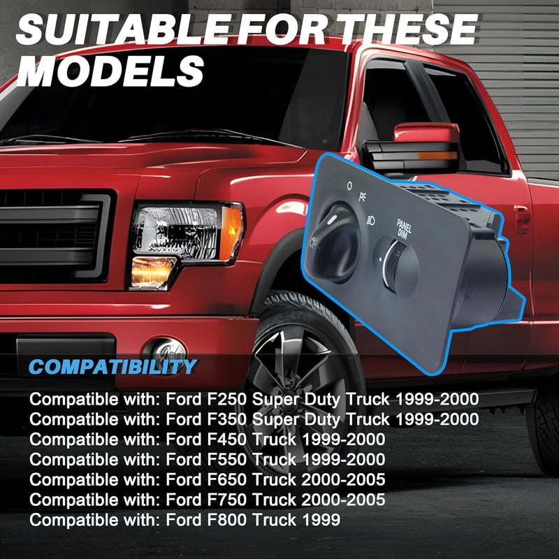 FEIMAOTUI 1S1833 Headlight Switch Fit for Ford F-250 F-350 F-450 F-550 Super Duty 1999-2000,for Ford F650 F750 Truck 2000-2005,for F800 Truck 1999,Replace F81Z-11654-AA 88924369 SWA41651 SW5226 - Image 5